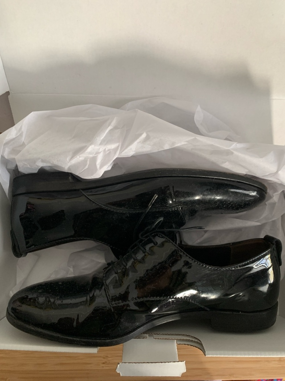 AGL Black Patent Leather Lace-Up Oxfords
